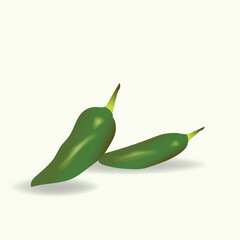 Fresh green chile pepper isolated on a white background, healthy vegetable for a better life concept, vector illustration design
