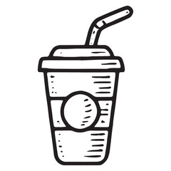 Obraz premium Coffee Cup with Straw Icon: Modern Drink Design