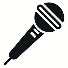 Black and White Illustration of Microphone with Grille, Mic, Musical Tool, Audio Input