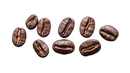 Coffee Beans for Fresh Roasted Aroma and Beverage Preparation Isolated on White Background