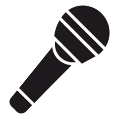 Silhouette Illustration of a Classic Round Microphone with White Stripes on a White Background
