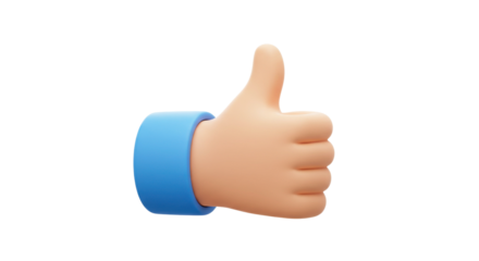 Hand giving a thumbs up gesture isolated PNG with Transparent Background