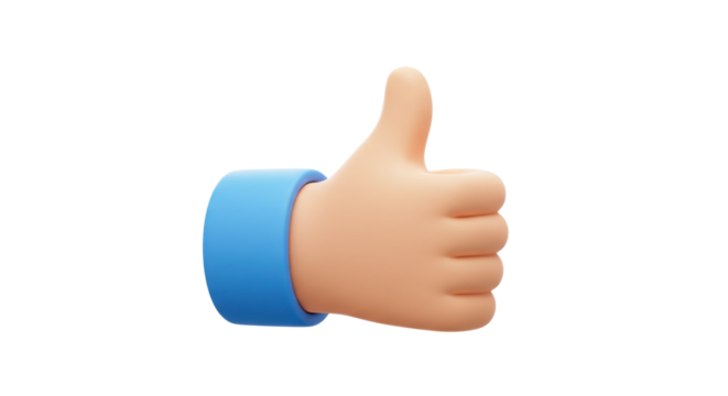 Hand giving a thumbs up gesture isolated PNG with Transparent Background