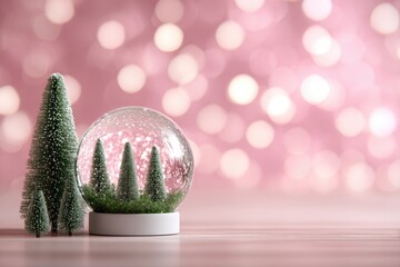 Tiny Christmas trees in a snow globe