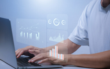 Business data dashboard provide business intelligence analytic for marketing strategy planning snugly with big data set to analyze customer demands and foreseeing business future
