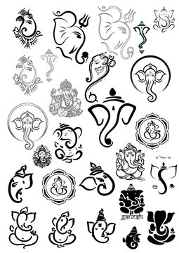 Lord Ganesha Clipart &ndash; Hindu Wedding Invitation, Card, and Sticker Design