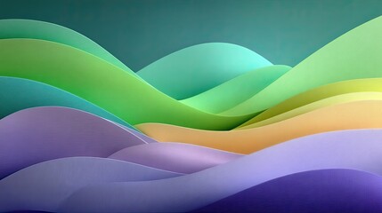 Abstract Pastel Wave Background, Emerald Green and Colorful Gradient Texture