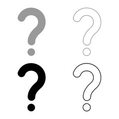 Sign question set icon grey black color vector illustration image solid fill outline contour line thin flat style