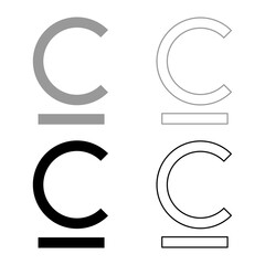 Som sign Kyrgyzstani currency symbol set icon grey black color vector illustration image solid fill outline contour line thin flat style