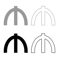 Fototapeta premium Azeri manat currency glyph symbol money sing set icon grey black color vector illustration image solid fill outline contour line thin flat style