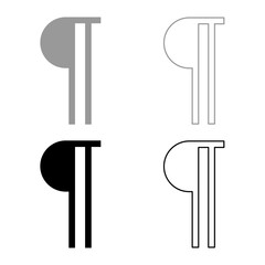 Paragraph sign Editable pilcrow text symbol typing element set icon grey black color vector illustration image solid fill outline contour line thin flat style