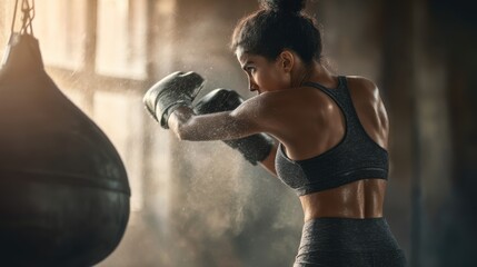 Boxing training session gym action photography indoor close-up empowerment and strength