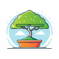 Fototapeta premium Bonsai tree icon for decorative plant and garden projects