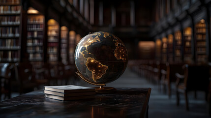 Globe In A Dark Library