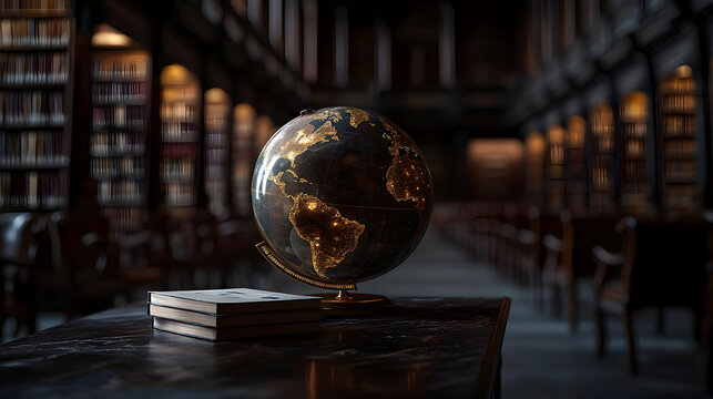Globe In A Dark Library