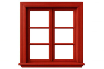 Red window frame with transparent background, perfect for showcasing scenic views or adding a touch of color to architectural designs