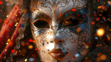 Ornate Carnival Mask Sparkling Confetti Detail