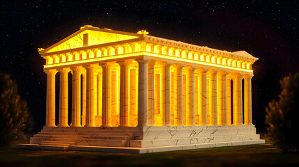 Obraz premium Illuminated Ancient Temple At Night