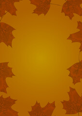 Autumn Maple Leaf Frame On Warm Orange Background