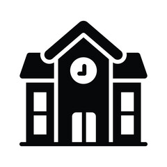 Easy to edit glyph icon of traditional school building