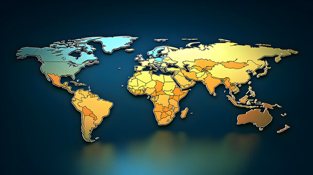 Colorful 3D World Map