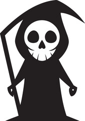  Silhouette art illustration design of a grim reaper holding a long scythe halloween icon