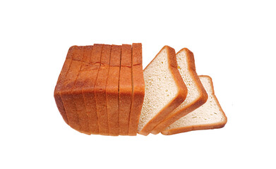 sliced white  bread, toast isolated on white background, clipping path, full depth of field