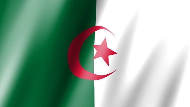 Algeria Waving flag Animation, Background with beautiful flag moving in wind.