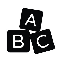 An editable glyph icon of alphabet learning block