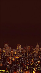 Obraz premium Night City Skyline View With Illuminated Buildings