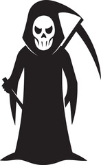  Silhouette art illustration design of a grim reaper holding a long scythe halloween icon