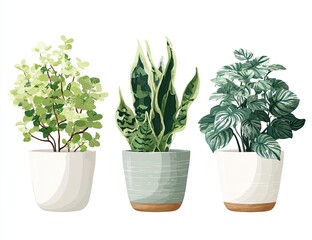 Obraz premium Three potted plants in various styles (1)