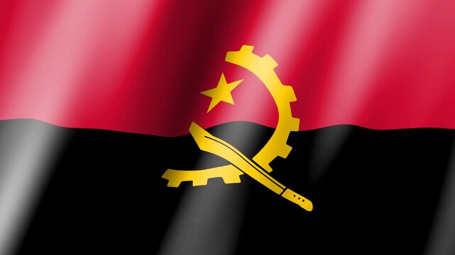 Angola Waving flag Animation, Background with beautiful flag moving in wind.