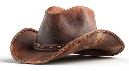 Worn leather cowboy hat (1)