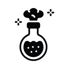 A glyph style icon depicting chemical reaction process