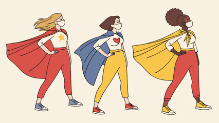 Empowering Women Superheroes Wearing Masks.