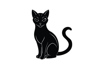 Silhouette art design illustration of a Singapura cat sitting upright.eps