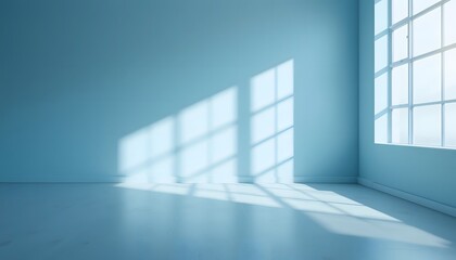 Obraz premium Bright empty room with geometric light patterns from large window
