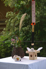 The display for harvest moon viewing festival (mid-autumn moon viewing) in Japan / 中秋の名月(お月見)，秋の観月会に準備した飾り付け