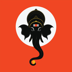 ganpati line art conceptual design for pooja room decor, banner, card, poster and Hindu festival ganesh chaturthi.