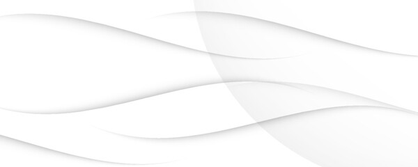 White Abstract Wave Background with Soft Gray Flow – Modern Minimalist Vector