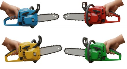 Naklejka premium Colorful chainsaws illustration