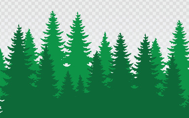 Obraz premium Minimalist vector silhouette of a dense pine forest in green. This clean, stylized design is perfect for nature-themed backgrounds, eco-friendly branding, and outdoor-related projects.