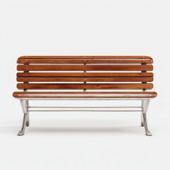 Simple wooden park bench against white