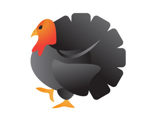 Gradient black turkey Thanksgiving, Christmas icon button