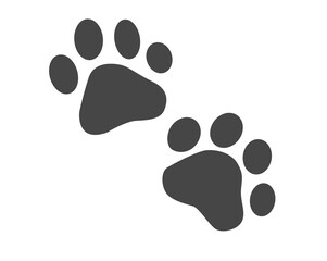 Pair of dark paw prints icon, showing four toes and pad