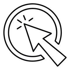 Computer mouse cursor icon indicating a click action within a circular outline