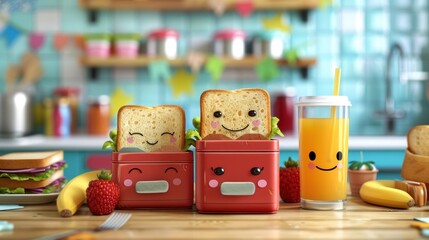 Cute toasts in a kitchen scene