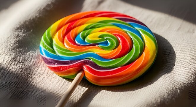 A sweet and colorful lolipop candy on a stick, a child's treat that warms the heart and shines brighter than all the stars.