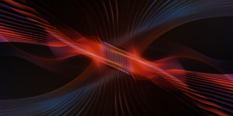 Luxury abstract background with flowing orange and red waves, accented by glowing yellow dots and soft bokeh effects with dynamic design featuring layered red and orange curves.